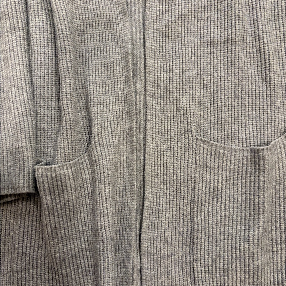 Cyrus Long Gray Ribbed Open-Front Cardigan - Picture 2 of 3